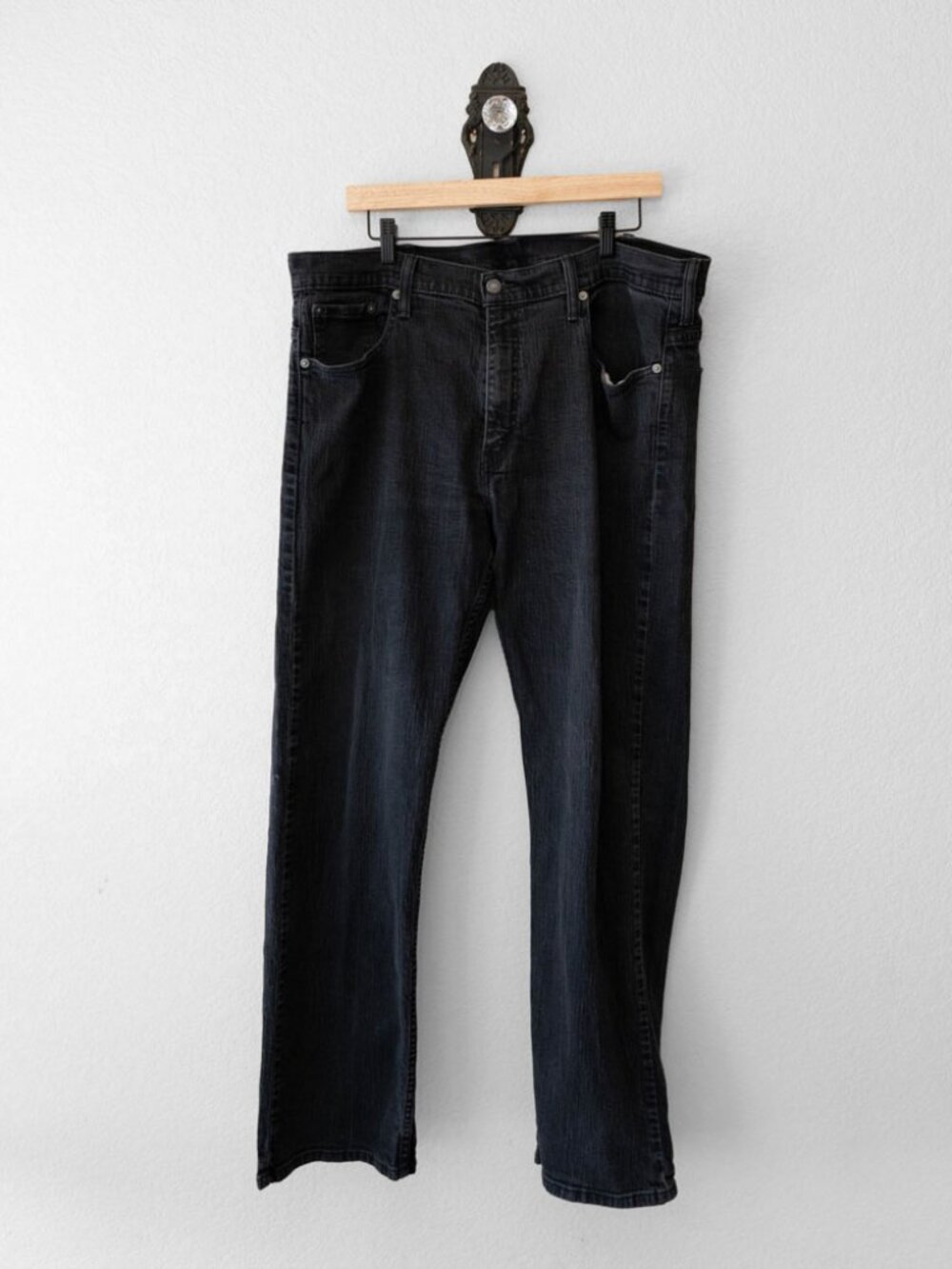 Levi's 569 Loose Straight Jeans Black Denim Men's 38x34 Relaxed Fit Stretch